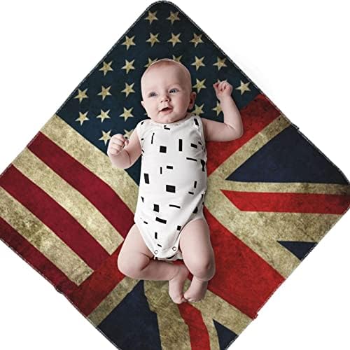 Детско Одеало с Американски и Британски Знамена, Като Одеало за Бебета, Калъф за Свободни Новородени, Обвивка на Детска Количка