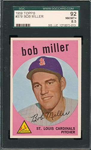 Ярката Яснота на Sgc 8,5 Nm-mint + Боб Милър 1959 Topps 379 Graded Vintage Mlb Tphlc - Реколта карта с надпис бейзбол