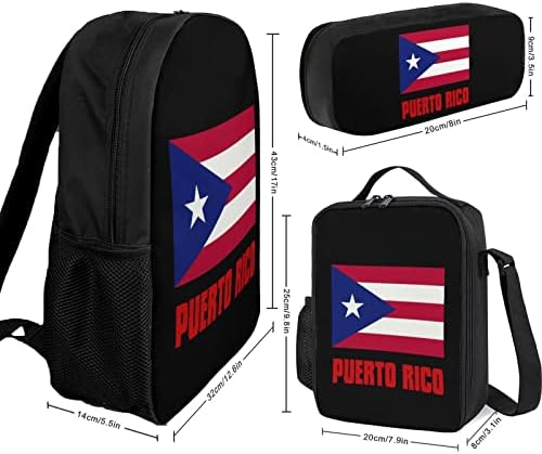 Гордостта на Хартата Пуерто-Рико, 3 броя, Комплект Раници За Лаптоп, Скъпа Чанта За Книги За Тийнейджъри С Чанта За Обяд, молив случай
