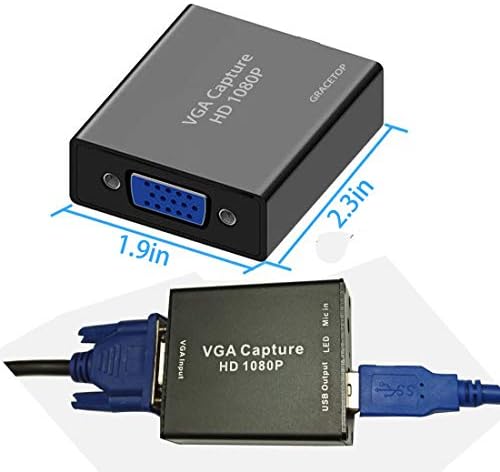 Карта на улавяне VGA, Устройство за заснемане на VGA USB с микрофонным вход Поддържа видео с висока разделителна способност 720P за игри, стрийминг, обучение, видео-конферентна връзка, на живо