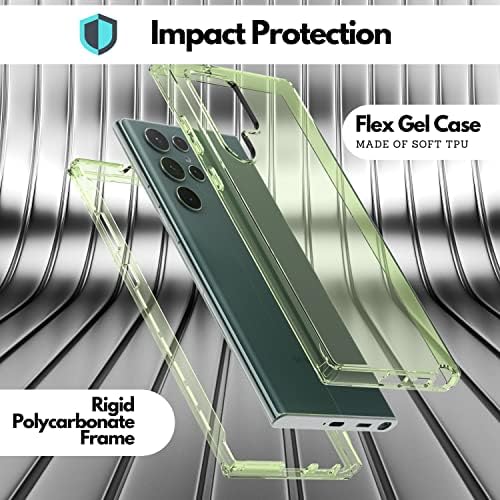 Безжична силиконов калъф Cbus за цялото Тяло със Стъклен защитно фолио за Samsung Galaxy S22 Ultra (Зелен)