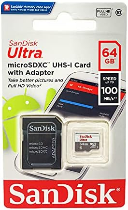 Професионална карта Samsung Galaxy S7 microSDXC с капацитет от 64 GB SanDisk Ultra с потребителски интерфейс високоскоростен формат без загуби! Включва стандартна SD адаптер. (UHS-1, Сертифицирани по клас 10 със скорост
