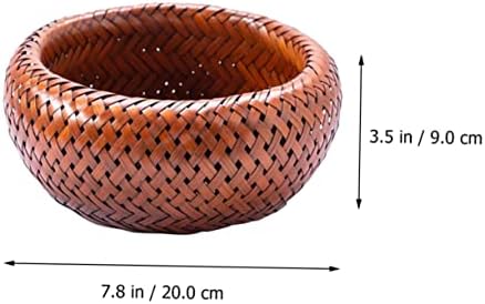 Zerodeko 1бр Бамбук Тава За Съхранение на Плетени Кошници За Съхранение на Тавата за Ядки Ретро Декор Кошница За Подаване на Храна Метална Кошница За Хляб, Купа За Съхранение на Закуски Бамбук Титуляр За Съхранение