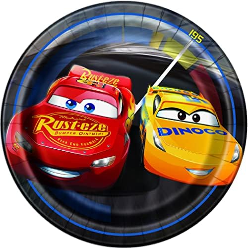 Disney Cars 3 (Опаковка от 16 хартиени 7-инчов Десертни чинии), Набор принадлежности за рождения ден (Плюс Чеклист за планиране на партита от Mikes Super Store), Многоцветни, MSS59705