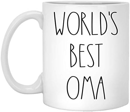 Универсална най-Добрата в света Чаша Oma | чашата за Кафе В стил Oma Rae Dunn | вдъхновени от Rae Dunn | най-Добрата кафеена чаша Oma Ever | Чаша за рождения Ден На Oma За Oma Coffee Mug Tea Cup 11 грама, Бяла