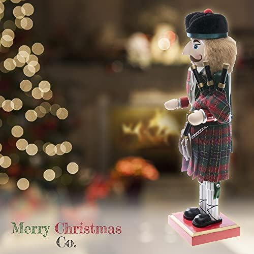 Весела Коледа Co. 14-Инчов Традиционна Дървена Лешникотрошачката, Празничен Декор Плотове, Червен шотландски