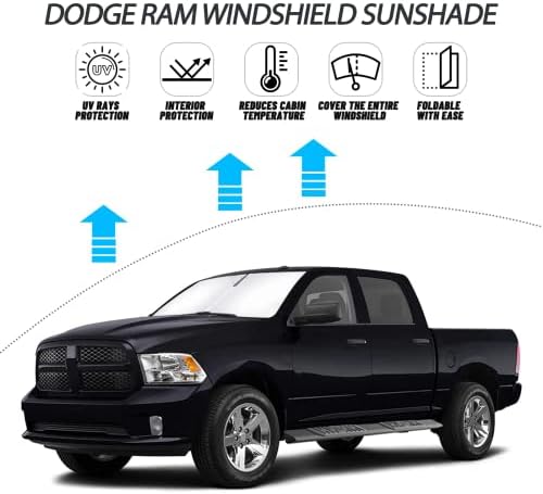 Сенника на предното стъкло BESTVIEW за Dodge Ram 1500 2019-2022 г. Освобождаването, сенника на предното стъкло, подходящ за екипажа на Ram 1500, пикап MegaCab, обикновена кола 2Dr,