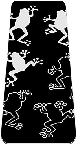 Черно-бял дебел килимче за йога Frog Silhouette Премиум-клас от екологично чист каучук за здраве и фитнес, нескользящий мат за всички видове упражнения, йога и пилатес (72 x 24x 6 мм)