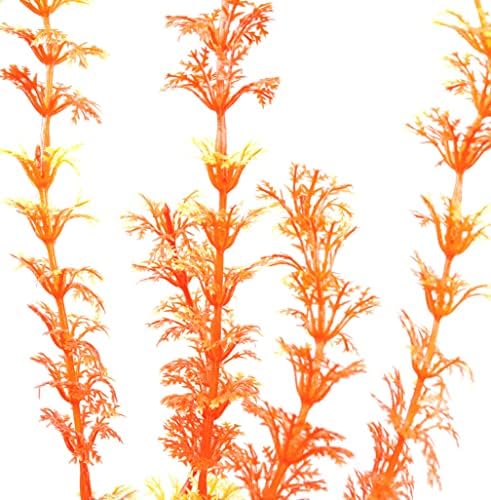 Търговец на едро NW 12-инчови изкуствени растения за аквариуми - Комплект от 2 оранжеви и лилави изкуствени растения за украса на аквариуми с прясна и солена вода и убежище за риба