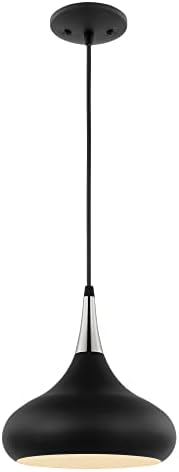 Nuvo Lighting 60/7511 Phoenix - 1 Лека Малка окачване в съвременен стил средата на века Височина 10,63 инча и ширина 10 см, матово-черна / от полиран месинг с матово-черен оттенък