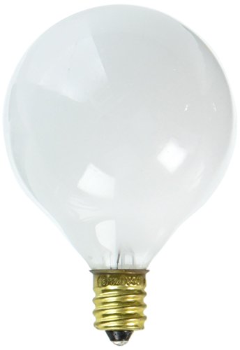 Bulbrite B40G16WH 120 НА 40-Ваттная лампа с нажежаема жичка G16 Globe, електрическата крушка на базата на канделябра, бял, 2 бр.