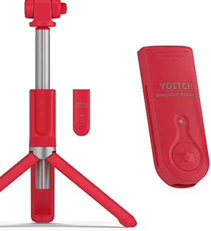 Статив YOITCH YOLO Bluetooth за селфи-стик, Разтегателен Алуминиев Статив за телефон, Селфи-нож с перезаряжаемым wi-fi дистанционно управление, съвместимо с Iphone12/12 pro/12 mini/11pro/ xs/max / xr / x /xs/8 (червен)