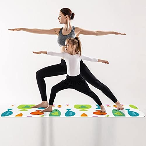 Дебел Нескользящий постелката за йога и фитнес 1/4 с Шарени Риби за практикуване на Йога, Пилатес и фитнес на пода (61x183 см)