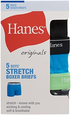 Гащи-боксерки За момчета Hanes Originals, Влагоотводящее Еластично Памучно Бельо, 5 опаковки в продуктовата гама на