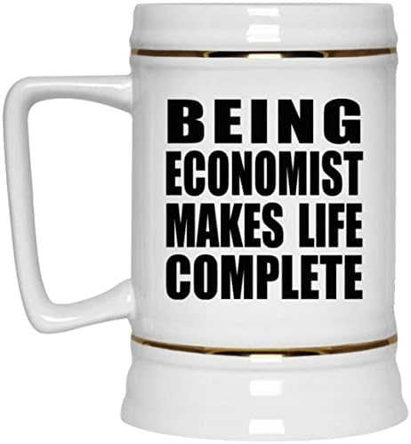 Designsify да Бъде Икономист Прави живота Пълноценен, Керамична Чаша за бира Stein обем 22 грама с дръжка за фризера, Подаръци за Рожден Ден, Годишнина, Коледа, Деня на Бащи и Майки