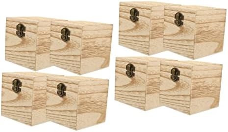 Cabilock 8 бр Дървена Подарък кутия Квадратни Подаръчни кутии с Капак Кутия-Органайзер за Снимки Кутия За Съхранение на Бижута Дървен Калъф Контейнер Дървен Сандък За Съхранение на Дървена Декоративна кутия Дървени