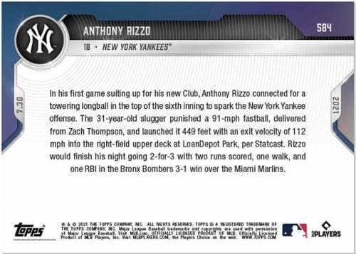 Антъни Ризо Стартира First Hr като играч Yankee Topps Now Purple Parallel Card 584 - Бейзболни картички с надпис Slabbed