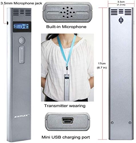 Безжична църковното переводческое обзавеждане EXMAX EXD-6688 Система устен превод и пренос на глас, Поддържа едновременна работа на 2 предаватели (2 предавателя и 50 приемници с черен футляром за съхранение)