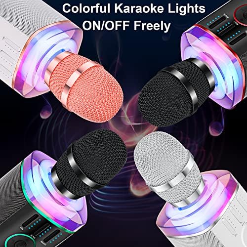 BONAOK Безжична Bluetooth Караоке Микрофон с led подсветка, Преносима караоке-машина с Рекорд Вълшебен Пеене за Деца и Възрастни Подарък Q31 (Червен)