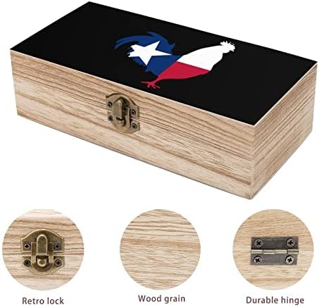 Nudquio Петел Флаг Тексас Дървена Органайзер За Съхранение Кутия с ретро Ключалка за Бижута Снимки Сувенири Подарък Декоративен