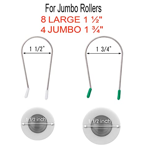 Сменяеми ключалки за горещите бигудей за бигудей Super Jumbo 1½ инча, Игли силна фиксация 1½ инча за горещите бигудей, с кутия за съхранение (асортимент от 12 броя: 8 бр 1½ инча и 4 бр 1½ инча)