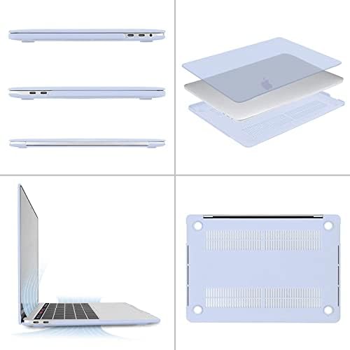 MOSISO е Съвместим с 13-инчов корпус MacBook Pro 2023, 2022, 2021- M2 M1 A2338 A2251 A2289 A2159 A1989 A1708 A1706, Пластмасов Твърд корпус, кожа за клавиатура и кърпа за избърсване, Лазурно-синьо
