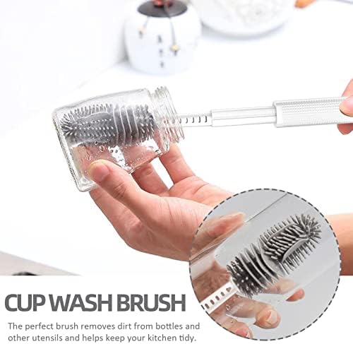 ZCPTZ Silicone Bottle Brush Cleaner 2 опаковки - Многофункционална четка за почистване на 3 в 1-с подвижна дръжка, Препарат за почистване силиконови Подстаканников, Инструменти за почистване на домашно приготвени ястия