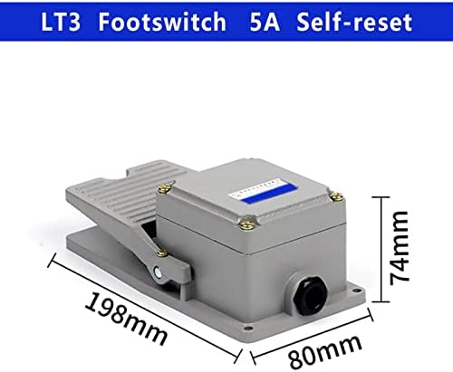 HIKOTA 1 бр. Foot switch LT3 LT4 с алуминиев корпус, незабавен Ключа за управление, Електрически Педал за хранене, Самосброс (Цвят: LT3)